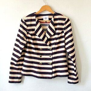 Cabi Love Carol Womens‎ Blue Striped Nautical Cruise Blazer Gold Buttons Size 6